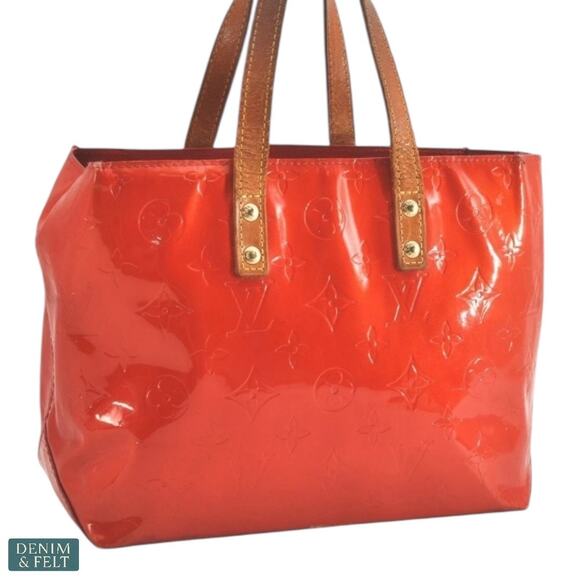 Louis Vuitton Reade PM Vernis Red Monogram Patent Leather Tote Bag Authentic - Picture 1 of 16